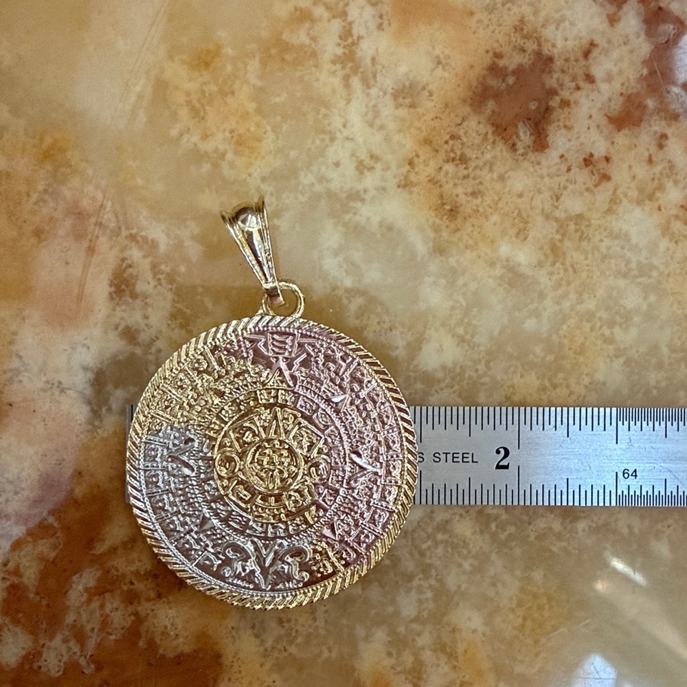 New tri color Aztec sun calendar Pendant - Picture 6 of 9